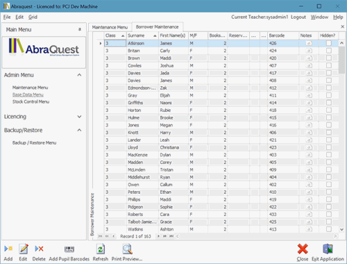 Abraquest Borrower Maintenance