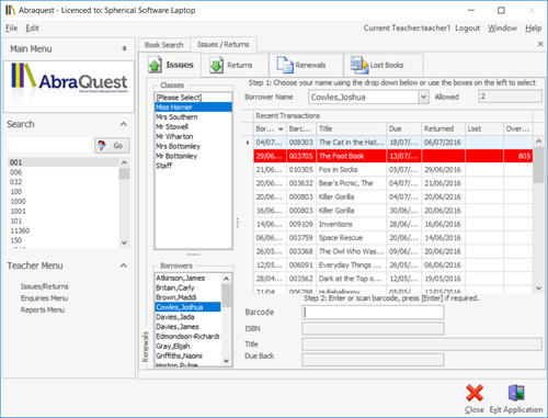 Abraquest Issues/Returns
