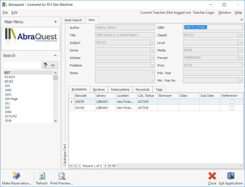 New Abraquest Catalogue Card Form