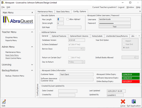 Abraquest Configuration Options